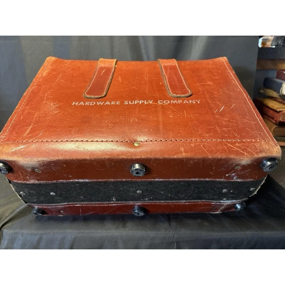Antique Black Leather Salesman Sample Case Traveling Display Briefcase